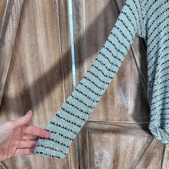 Free People Angel Island Stripe Hacci Jumper in Mint Stripe - Picture 5 of 6